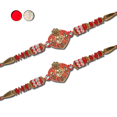 "Designer Fancy Rakhi - FR- 8210 A - Code 071 (2 RAKHIS) - Click here to View more details about this Product